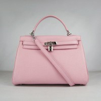 Hermes Kelly 32Cm Togo Leather Handbag Pink Silver